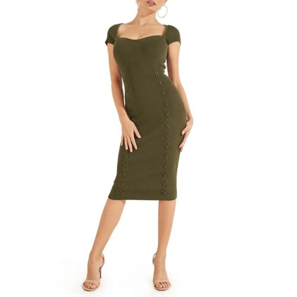 Guess Olive cap sleeve sweetheart dress Size M